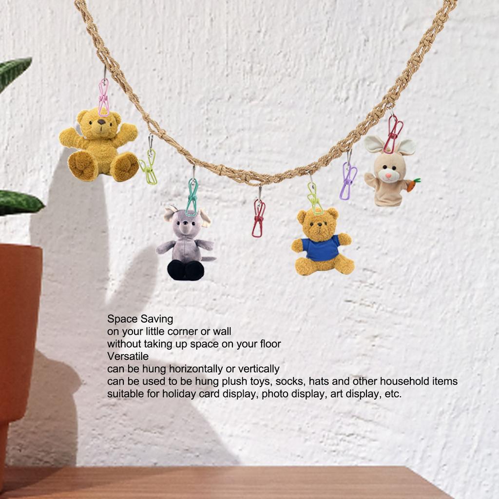 Hanging Stuffed Animal Storage Chain Space Saving Wall Toy Storage Decor with Clips and Hooks for Children S Room