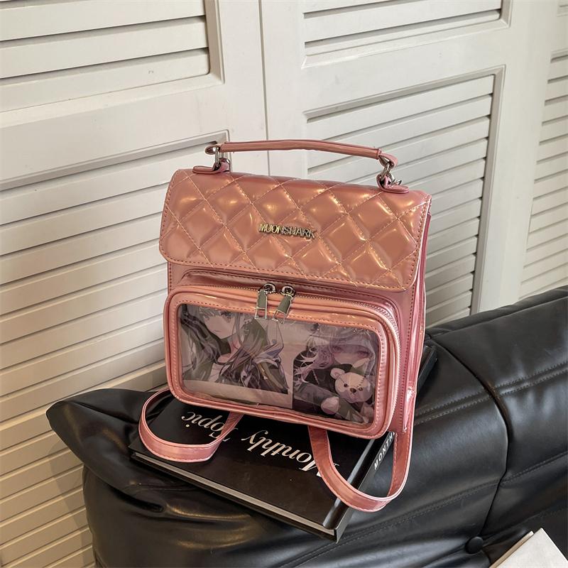 Embroidered Women's Backpack  New Versatile Backpack Single Shoulder Crossbody Bag Casual Transparent