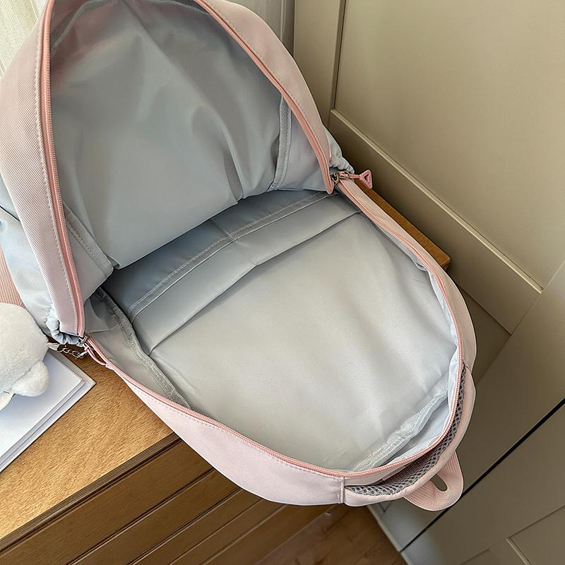 College Style Backpack Girls Color Block Book Bag Lightweight Large Capacity Schoolbag for Student