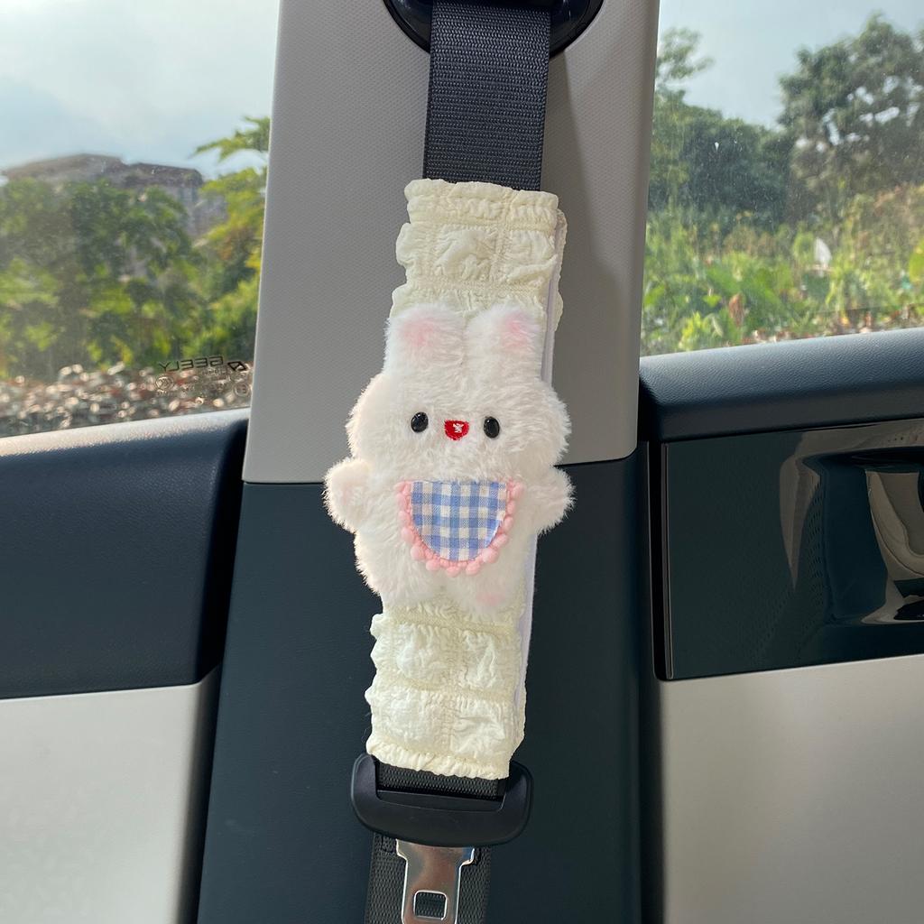 Apron Rabbit Series Car Interior Tissue Box, Car Seat Belt Shoulder Protection, Soft And Comfortable Car Storage Decoration