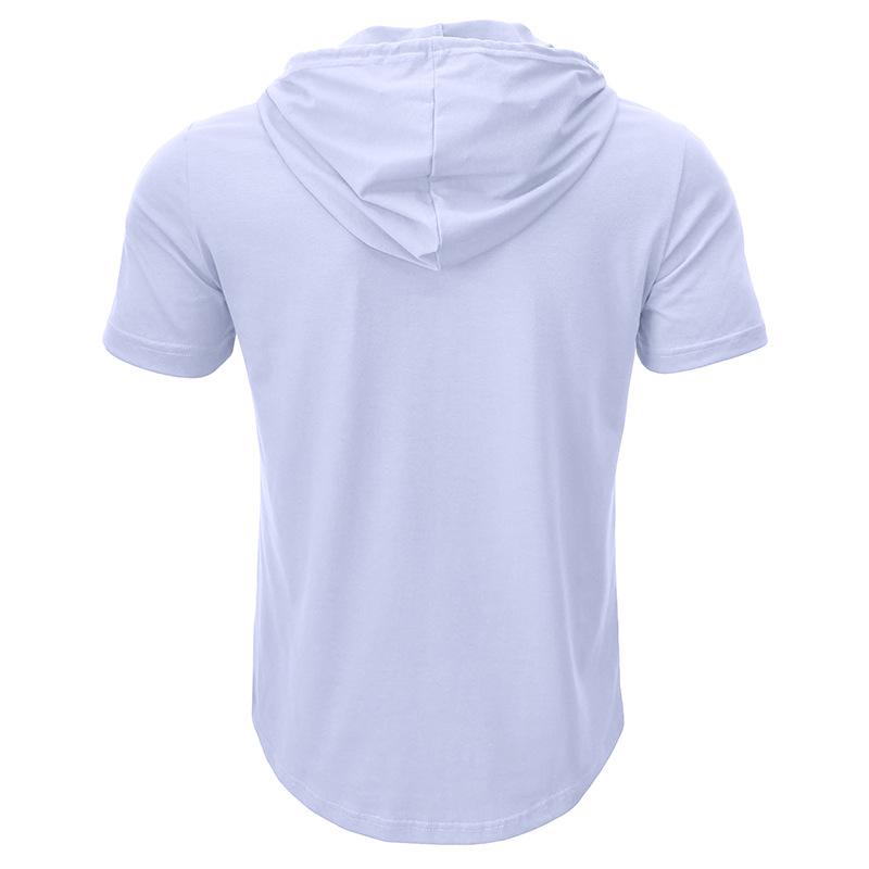 Men's Cross-border Henley Sport Hoodie: Short Sleeve Outdoor Running Fitness Top