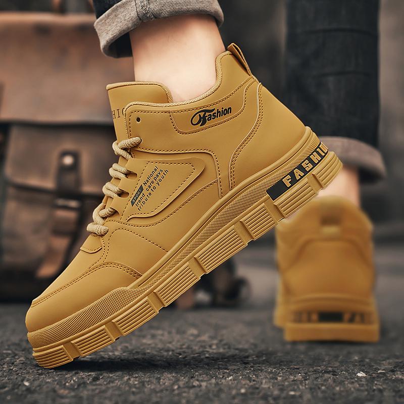 New Fashion Men's Autumn Spring All Match Hightop Walking Boots Winter Hightcut Leather Work Boots