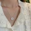 Women's Black & White Oval Texture Pendant Necklace - Simple, Versatile, Trendy Clavicle Chain