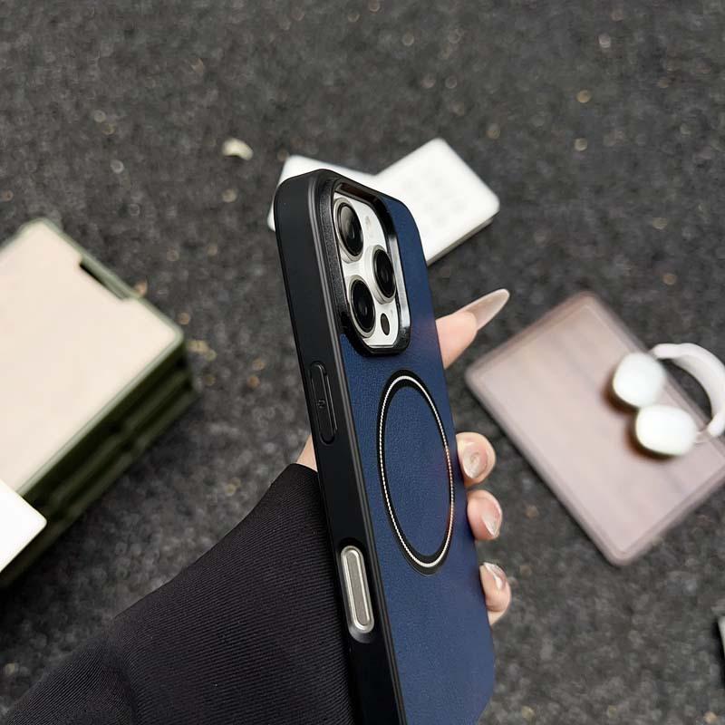 Applicable iPhone 17 mobile phone case New lychee pattern 16 Magnetic attraction 15Promax Personality simple 14 mobile phone case