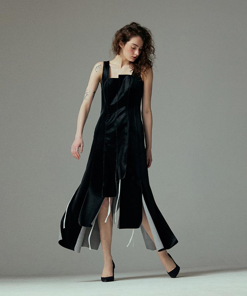 Meuameu Vegan Leather Patchwork Dress