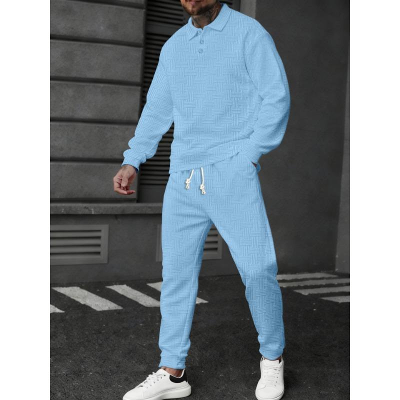 Neues Frühlings- und Herbst-POLO-Shirt-Textur Herren-Freizeit-Langarmhose Sportanzug