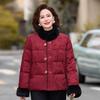 Plus-Thick Cotton-Padded Winter Jacket for Middle-Aged and Elderly Women with Stand-Up Collar
