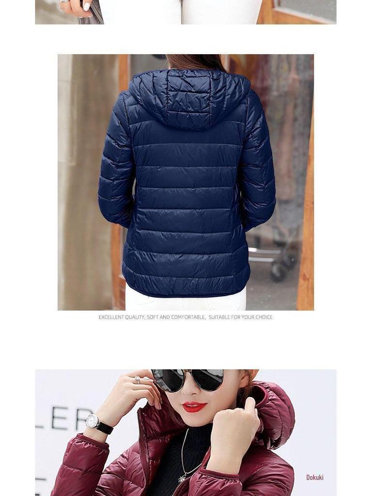 Jachetă de damă cu glugă din bumbac cu puf - Scurtă, Mărimi mari, Groasă, Călduroasă, Stil coreean, Modă casual simplă, Îmbrăcăminte exterioară ușoară.