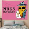 1pc Funny Nugs Not Drugs Chicken Nugget Art Tapestry 2D Polyester Wall Decor Retro Meme Tapestry Perfect Gift for Meme Love