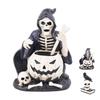 Skeleton Figurine Scary Rich Details Vibrant Colors Strong Resin Stable Skull Figurine for Halloween