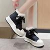 fashion White Fur Lace-up Thick-soled Height-increasing Sneakers for Women Winter New Style Plus Velvet Warm Snow Boots