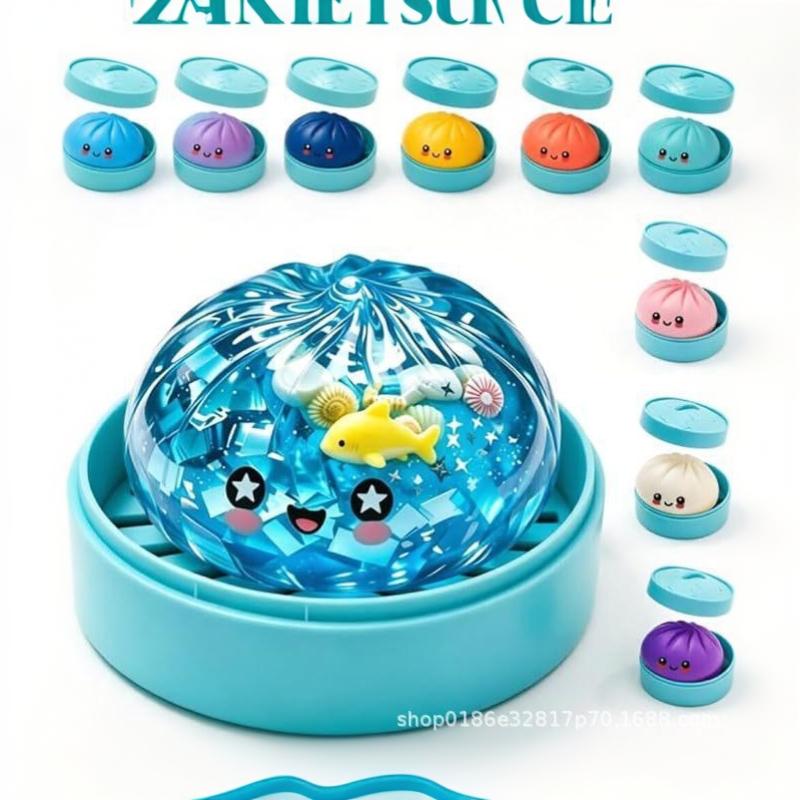 Cute Ocean Theme Steamed Stuffed Bun Squeeze Toy Soft Slow Fidget Toys For Kids Adults Party Leisure Decompression Use