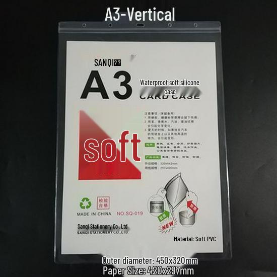 Waterproof Transparent Badge & Document Holder - Large, Soft, Vertical/Horizontal, Fits A5, B6, A4, A3
