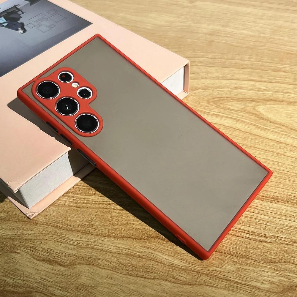 

Shockproof Matte Transparent Case For Samsung Galaxy S24 S23 S22 S21 S20 Ultra Plus FE Note 20 10 A52 A71 A53 A34 S25 5G Cover For S24 Ultra красный