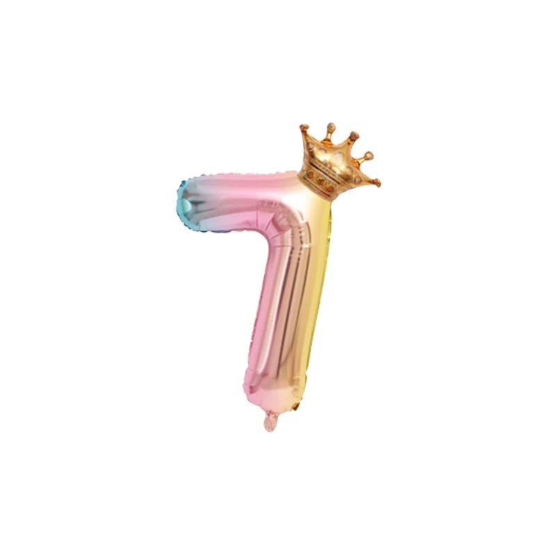 32 Zoll große, rosafarbene Farbverlauf-Kronenballons mit den Zahlen 0-9, Kindergeburtstag, Hochzeit, Partydekoration, Babyparty-Zubehör, Spielzeugbälle