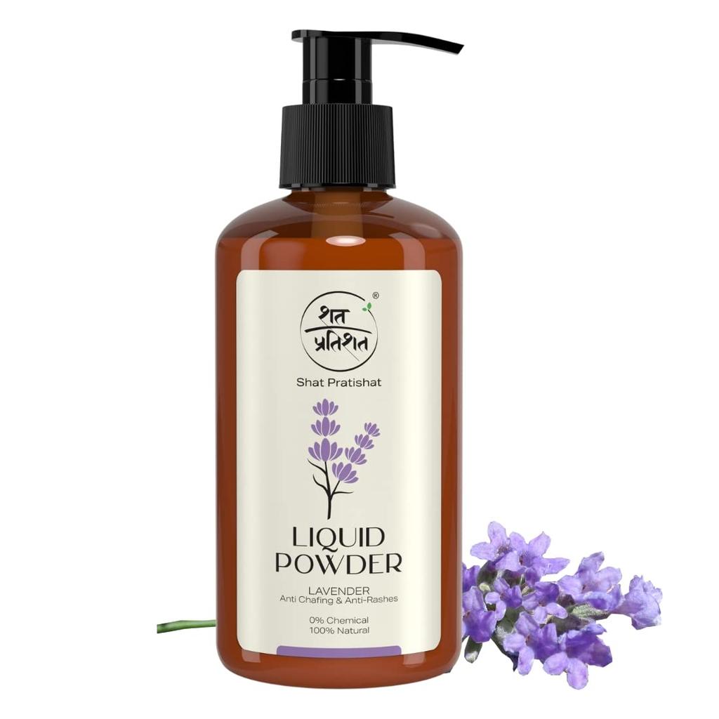 Shat Pratishat Liquid Powder - Lavender - Prevents Odor, itch, irritation | Anti Chaffing, Anti Perspirant, Anti Rashes | Talcum Free Lotion | Pack