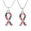 1Pcs Breast Cancer A Wareness Crystal Ribbon Charm Pendant Chain Women's Necklace