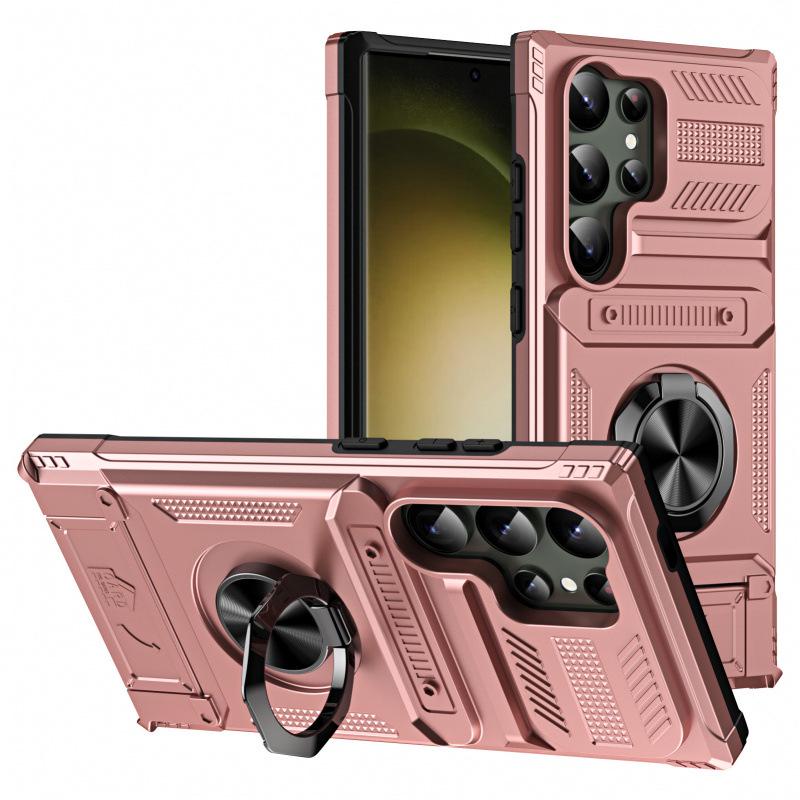 Samsung S25 Ultra Protective Case with Hidden Card Slot, Car Magnetic Ring, and Anti-Fall Design