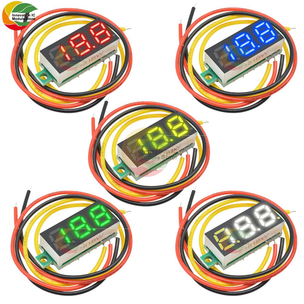 0.28 Inch DC LED Digital Voltmeter 0-100V Voltage Meter Auto Car Mobile Power Voltage Tester Detector 12V Red Green Blue Yellow