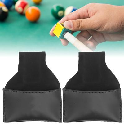 2Pcs Billiard Cue Chalk Holder Pool Table Stick PU Chalk Pouch Billiard Accessory