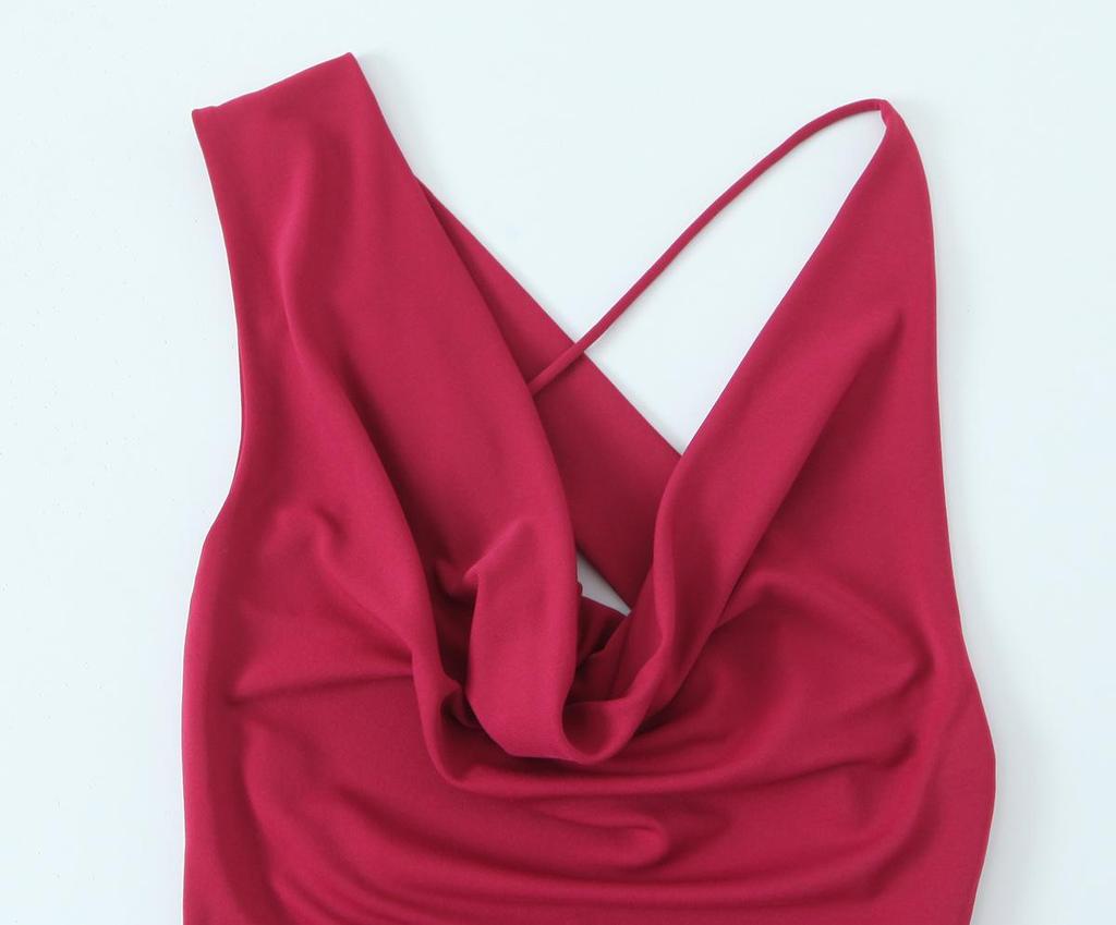 2025 Spring/Summer Women's Slim Asymmetrical Backless Long Camisole Dress