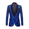 Mens Fashion Shiny Sequin Floral Pattern Suit Jacket Blazer