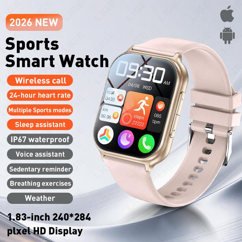 New Smart Watch 700mAh Battery 1.83 Inch HD Answer Make Call Message Reminder Sports Men Women Smartwatch Weather Forecast 700mAh Big Battery