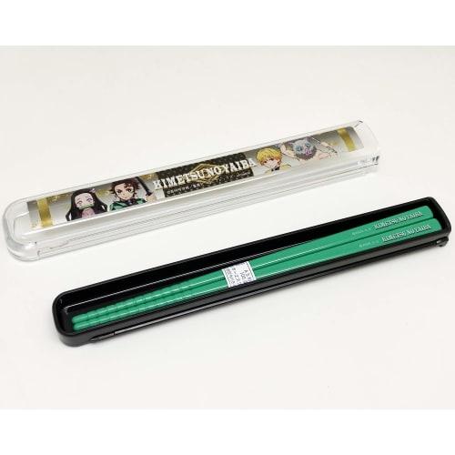 OSK Demon Slayer: Kimetsu No Yaiba Chopstick Case Set with Pull Lid, HS 11, Dark Brown