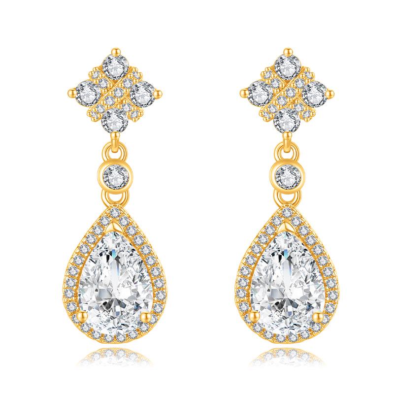 Cross Water Drop Moissanite 2-Carat S925 Silver Earrings - European American Style Dangle  Stud Design