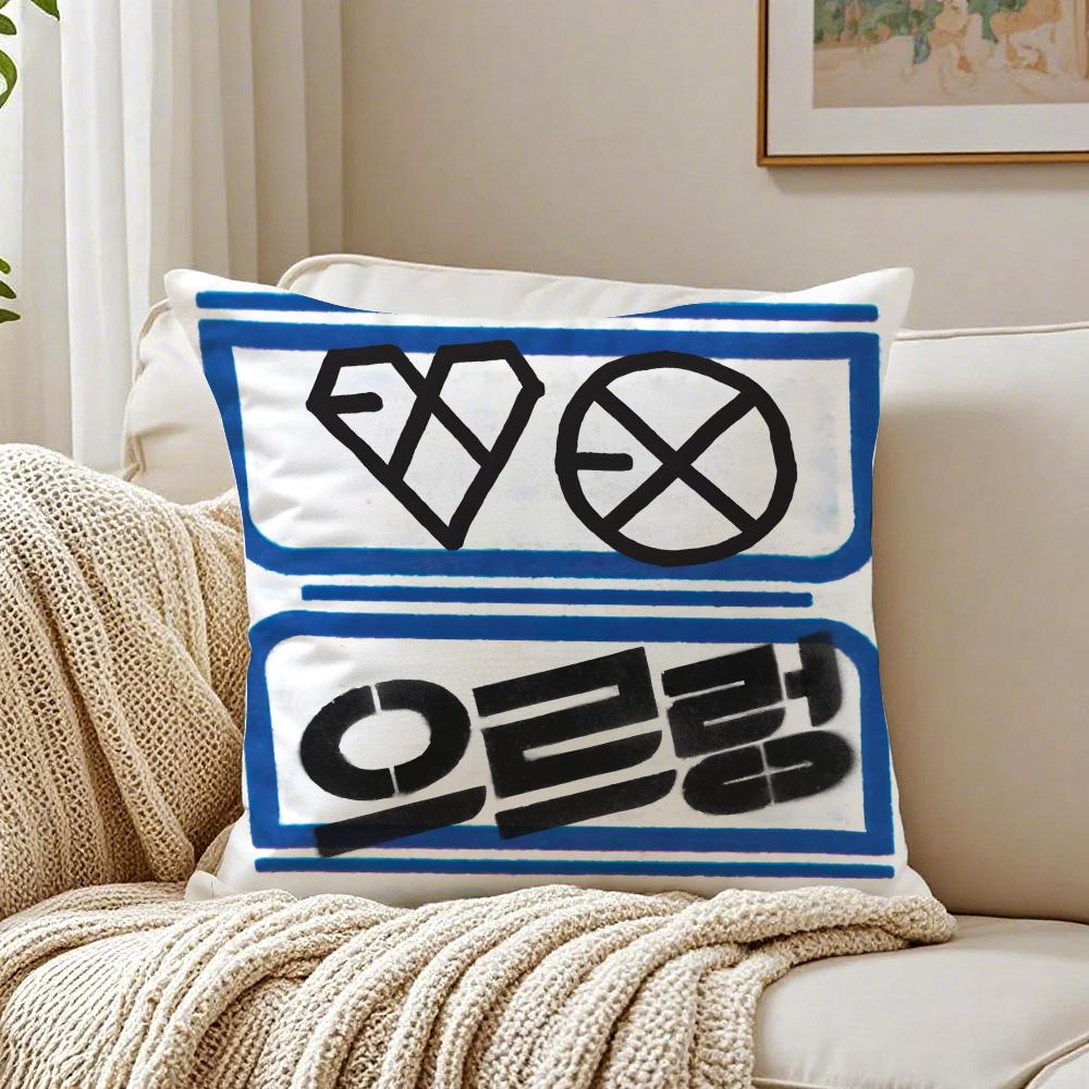 Legendary Kpop Style E-Exo Album Cover Cushion Cover Linen Pillowcase Soft For Sofa Bed Home Room Decor
