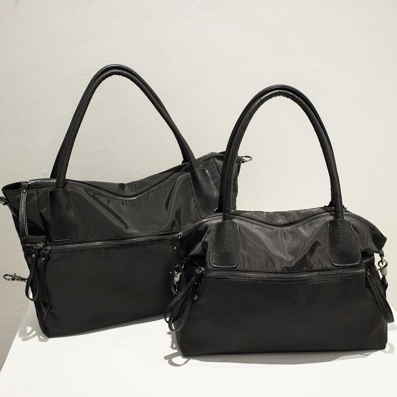 Unisex large-capacity solid color handbag, simple Oxford cloth soft-sided tote bag, new shoulder bag bag.
