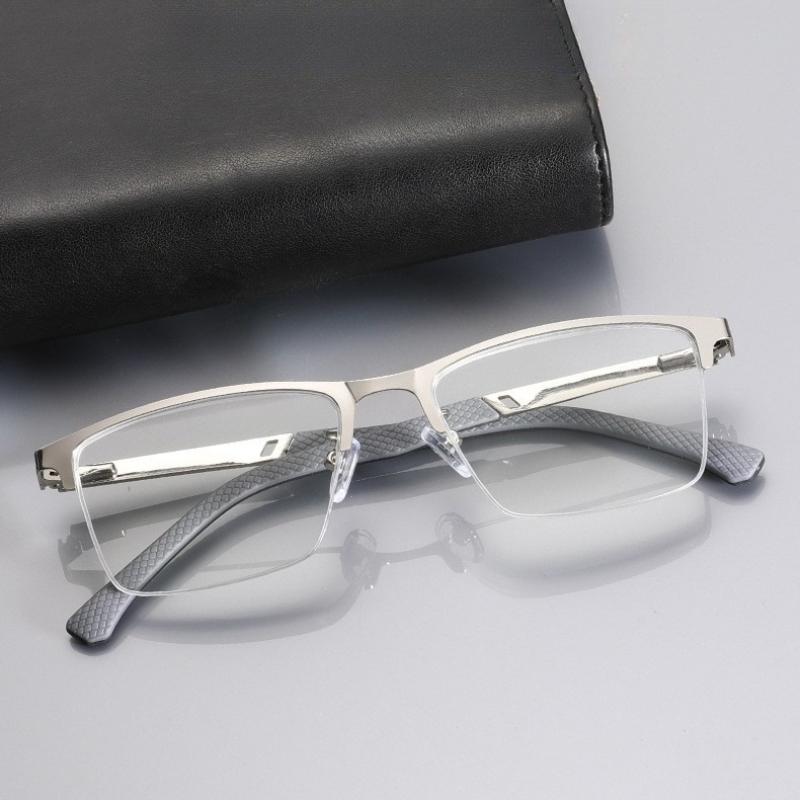Anti Blue Light Blocking Half Frame Reading Glasses Men Women Business Metal Frame Resin Prescription Lenses Eyewear +1.0~4.0