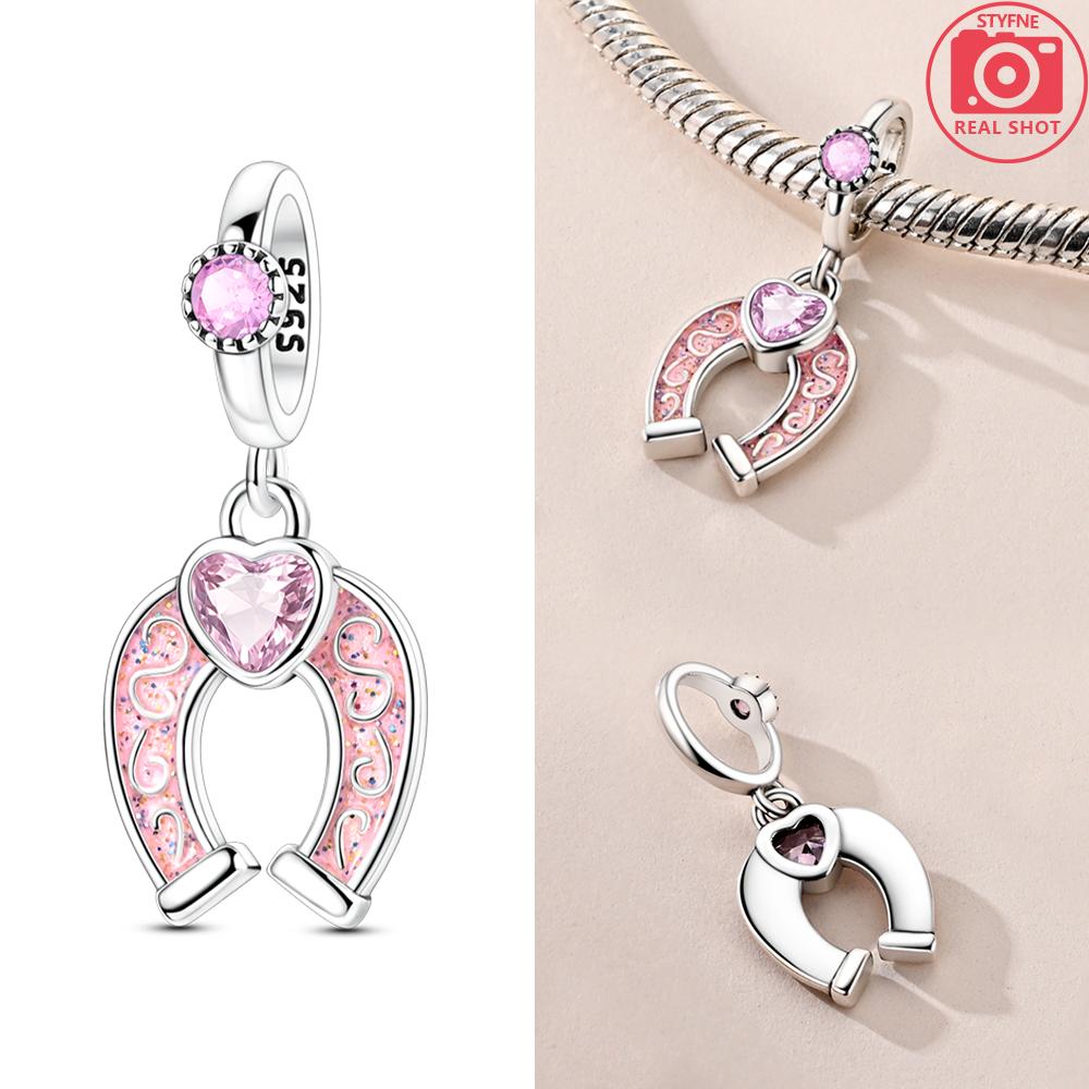 Pendentif Authentique en Cuivre Chat Ballon Rose Chien Animal Dauphin Perle Cœur Compatible Avec Bracelets Femmes Cadeau Saint-Valentin Bijoux