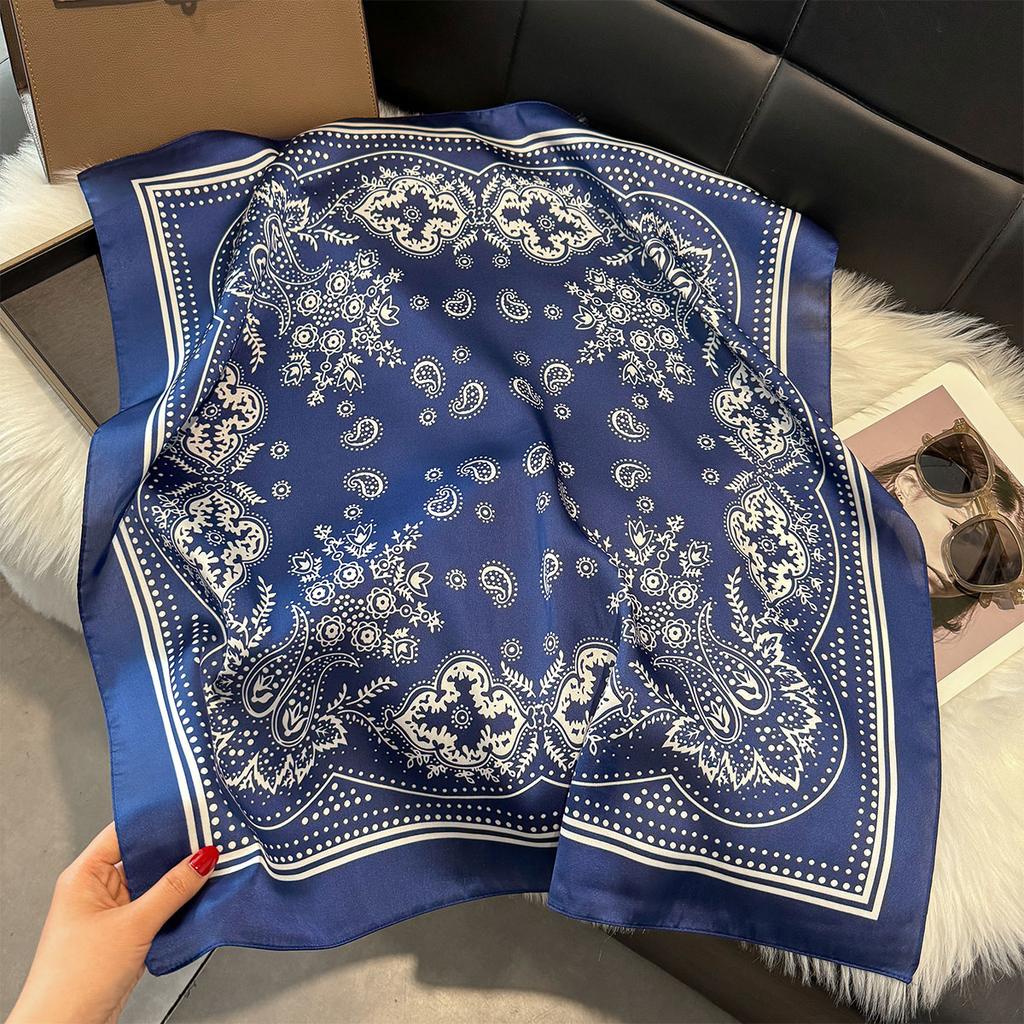 New Luxury Paisley Print 70*70cm Square Scarf Women Soft Satin Hairband Neckerchief Tie Female Headband Foulard Bag Ribbon Gift