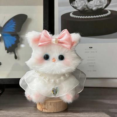 Kendin Yap Kedi Anahtarlık Peluş Adım Adım Eğitimli Oyuncak El İşi Seti Kabarık Kedi Yumuşak Malzemeler Paketi
