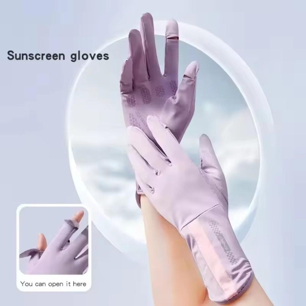 Non-slip Sunscreen Gloves Thin UPF 50 Gloves Fashion Finger Touch Screen Gloves  Summer