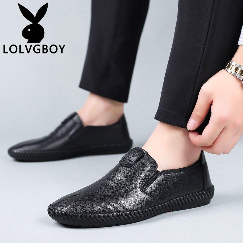 New casual leather shoes men's soft-soled soft-faced leather lazy shoes one-pedal driving leather shoes
