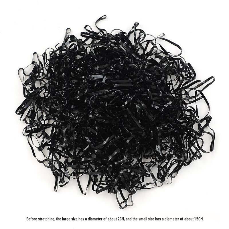 Small Black Seamless Elastic Hair Ties - Disposable Rubber Bands