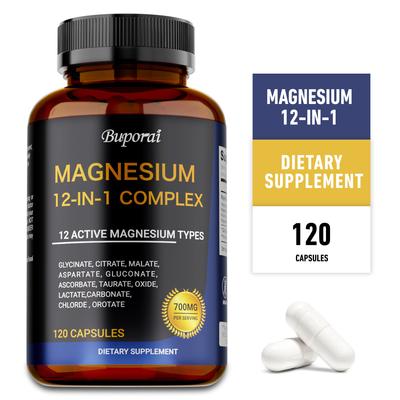 Kompleks Magnezu 12 w 1 - Glicynian, Cytrynian, Wspiera Sen, Mięśnie, Nerwy