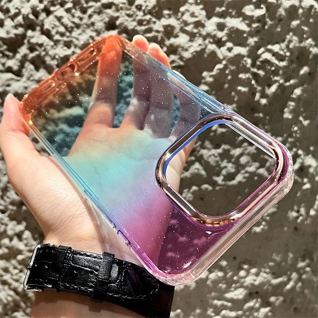 Transparente Handyhülle mit Farbverlauf und Glitzer für iPhone 14 Pro Max 13 12 11 Pro Max 13 14 Plus, stoßfeste, durchsichtige Acryl-Abdeckung