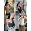 Women's U Neck Sleeveless Crop Tank Top Slim Fit Solid Color Ribbed Camisole 2026 Summer Y2K Sexy Streetwear Inner & Outer Wear Top