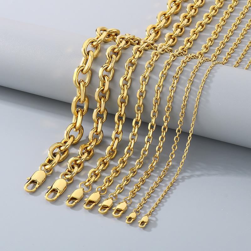 Minimalist Japanese Buckle Fashion Bracelet O-shaped Stainless Steel Natural Stone Cross Chain Link Unisex Trendy Hip Hop
