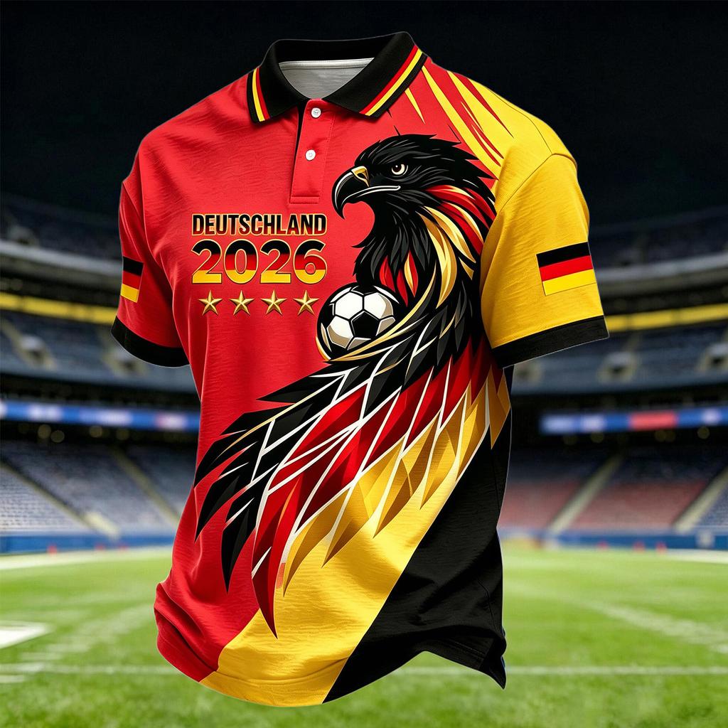 Men's Casual Printed Polo Shirt Lightweight Breathable Short Sleeve Round Neck Top Suitable for Daily Wear and Outdoor Activities