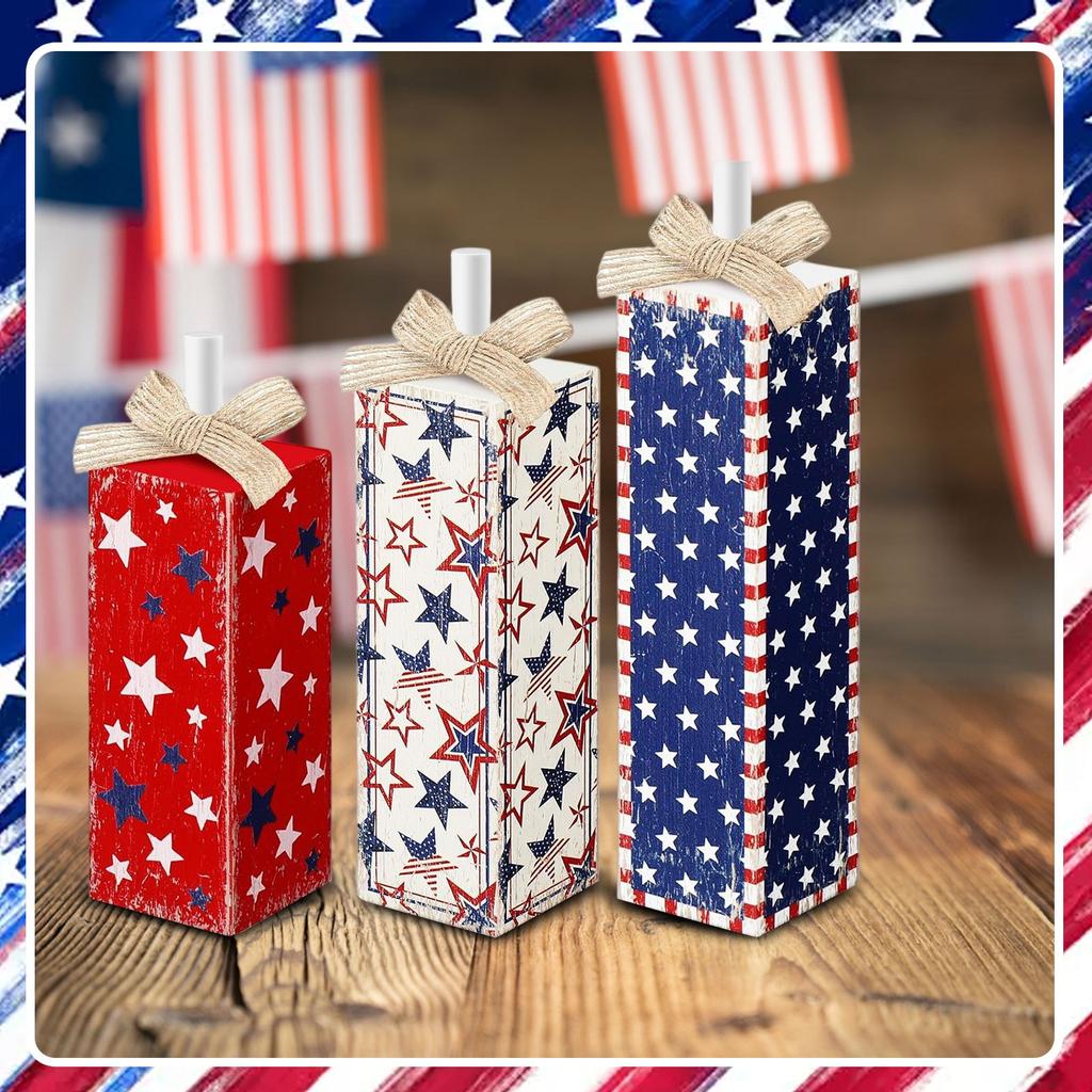 Amerikanischer Unabhängigkeitstag Holzsternschild Stehende Tischdekoration