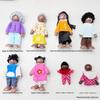 Realistic African American Family of 8: Movable Joint Wooden Dolls for Children's Pretend Play