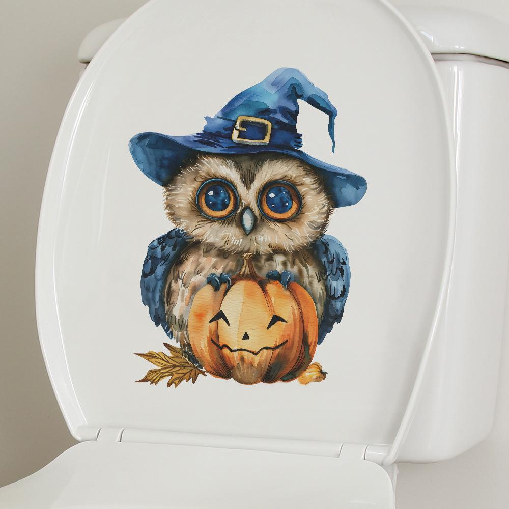 Halloween Cartoon Owl Pumpkin Bathroom Toilet Toilet Beautify Sticker