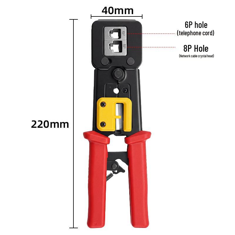 Multi-Functional Network Cable Pliers for 6P/8P RJ45, Crystal Head, Wire Stripper, Ratchet, Ideal for Network Engineering.