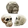 Halloween Totenkopf Figur, Höre Sie Sprich Kein Böses Skelettkopf Statue, Gotische Harz Heimdekoration für Schreibtisch, Bücherregal, Kaminsims, Tischplatte