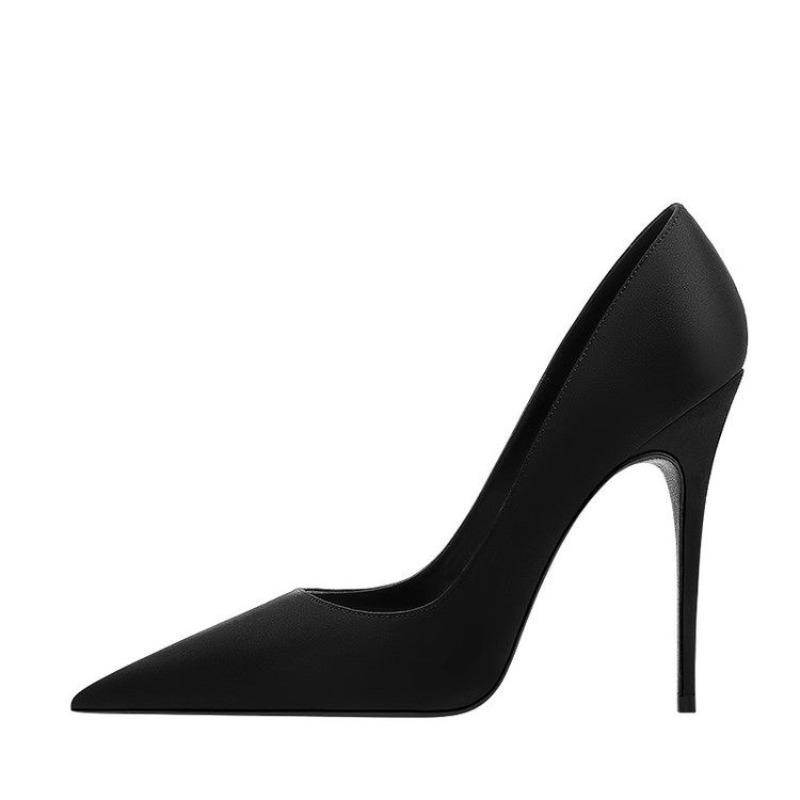 

Pointed Toe High Heels Women 2026 New French Stiletto Back Empty Single Shoes Sexy Shallow Slip Strap Sandals 40 чорний