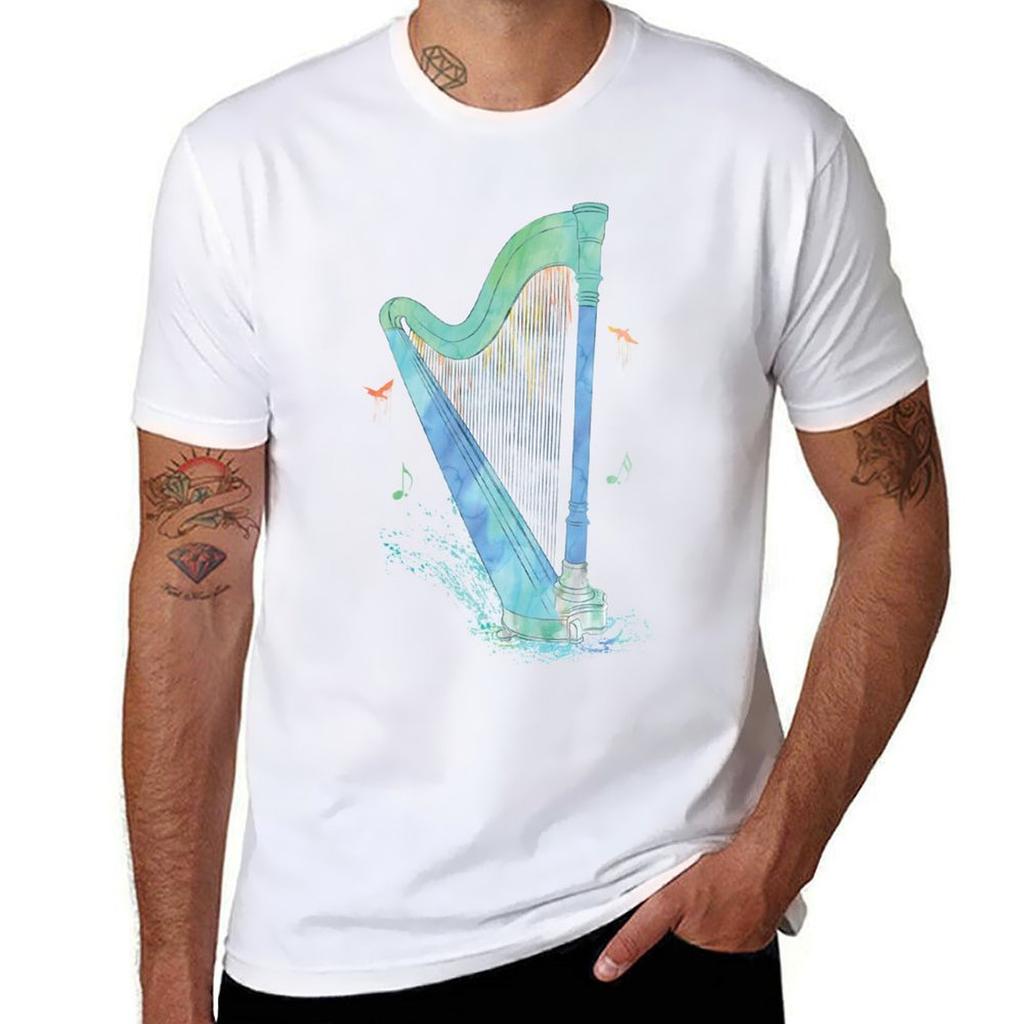 Harp Watercolor TShirt Work Outdoor TShirt for Unisex